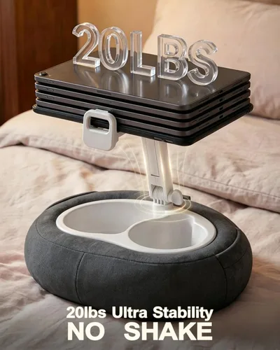 Vista 6 de Miledi Soporte de almohada para tableta, compatible con Kindle de 5 a 12.9 pulgadas, iPad, teléfono/tableta, soporte giratorio de 360° para cama