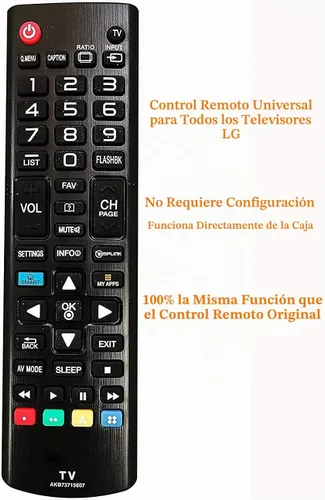Vista 2 de Control remoto universal apto para todos los televisores de la marca LG, Smart TV