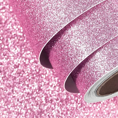 Vista 10 de FunStick Cartulina rosa con purpurina de 3.9 x 200 pulgadas, papel de cartulina rosa con purpurina para papel de manualidades, autoadhesivo
