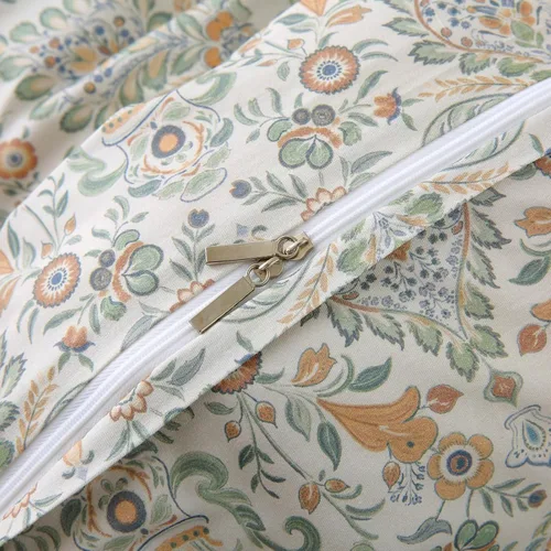 Vista 128 de ABREEZE Juego de funda de edredón tamaño individual con cierre de botón, 100% algodón egipcio, juego de ropa de cama floral de granja, color rosa, 3