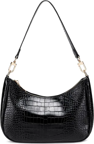 Vista 47 de CYHTWSDJ Bolsos de hombro para mujeres, lindo bolso tote tipo hobo con cierre de cremallera y mini cartera de mano Nailon Negro