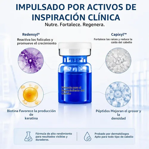 Vista 2 de Kit de renovación de cabello con micro infusión, suero para el cabello con ácido hialurónico, péptido y ampollas de suero botánico