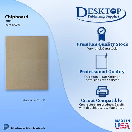 Vista 2 de 50 aglomerados de papel kraft grueso (30 unidades) - 8 1/2" x 11" - Perfecto para álbumes de recortes, manualidades y respaldo de productos
