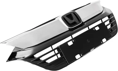 Vista 8 de Parachoques delantero superior parrilla compatible con Honda HRV HR-V 2016-2018 cromo negro estilo fábrica