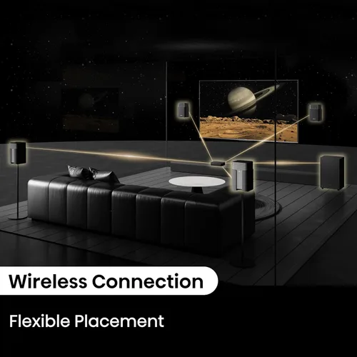 Vista 4 de Hisense HT Saturn - Barra de sonido de 4.1.2 canales con subwoofer inalámbrico, Dolby Atmos, DTS:X, Bluetooth 5.3, EzPlay, paso HDMI 4K, compatible