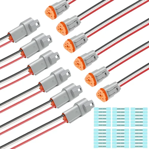 Vista 19 de Kit de 6 conectores Deutsch DT de 2 pines negro macho hembra arnés de cableado Deutsch Pigtail de 2 vías impermeable conector eléctrico automotriz