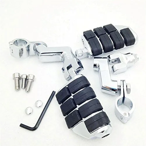 Vista 3 de Abrazaderas cromadas para carretera de 1.5 pulgadas, clavijas de pie grandes compatibles con V-STAR Roadstar VULCAN [B0125VPVXM]