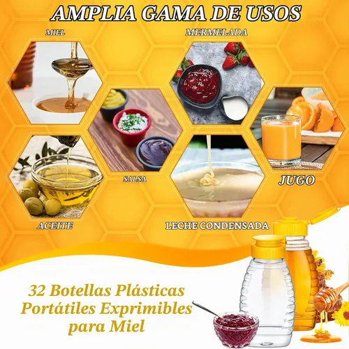 Vista 7 de Eccliy 32 botellas de miel vacías de 8 onzas de plástico transparente