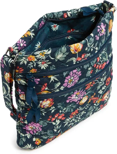 Vista 3 de Bolso cruzado hipster de algodón con triple cremallera para mujer