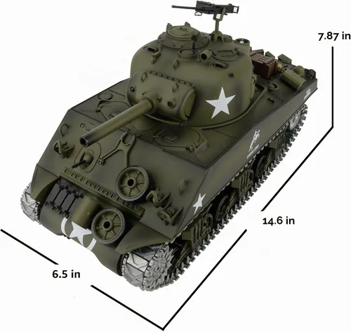 Vista 5 de Modificado TK7.0 Edition 1/16 2.4ghz Control remoto US M4A3 Sherman Tank Modelo (torreta giratoria de 360 grados) (caja de engranajes de acero)