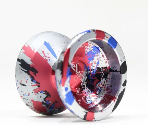 Vista 4 de Epiphanion - Yoyó - Diseño William Chow - YoYo de metal de tamaño completo (salpicaduras rosa/azul)