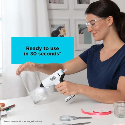 Vista 5 de BLACK+DECKER Pistola de pegamento inalámbrica 4V MAX, recargable por USB (BCGL115FF), color blanco