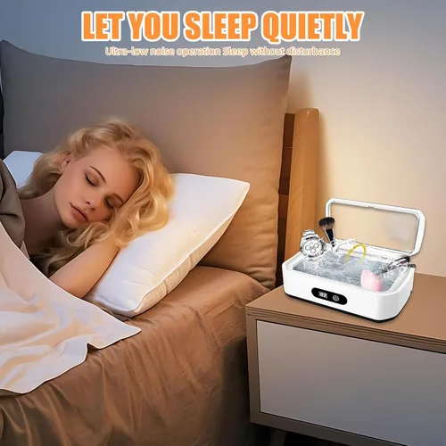 Vista 6 de Máquina de limpieza ultrasónica de 49 kHZ con temporizador digital, acero inoxidable 304, limpiador ultrasónico profundo de 22.0 fl oz para gafas