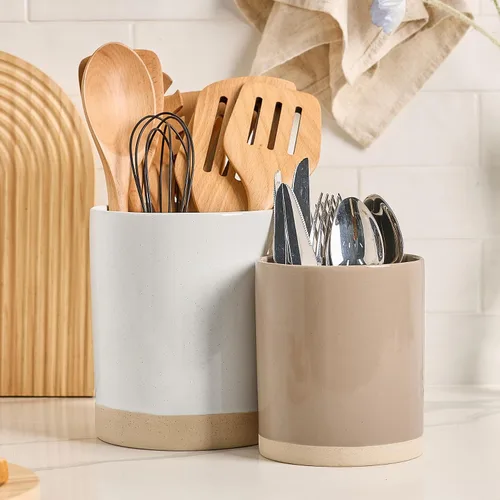 Vista 9 de famiware Milkyway - Soporte para utensilios de cocina para encimera, 7.2 + 5.8 pulgadas, utensilios de cocina de cerámica para encimera, organizador
