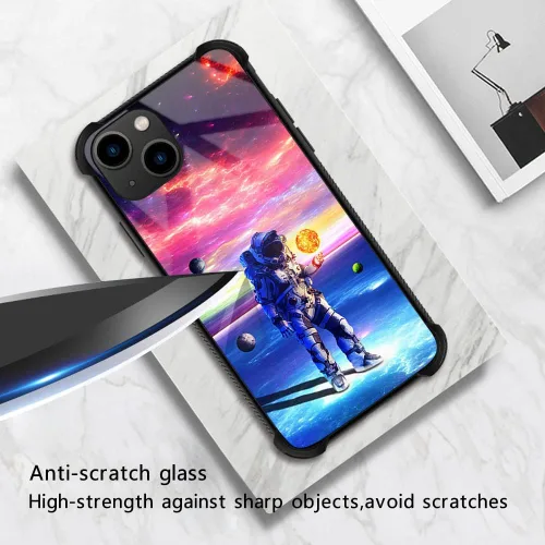 Vista 2 de ZHEGAILIAN Funda compatible con iPhone, diseño de astronautas de estrellas para hombres y niños, diseño de patrón a prueba de golpes, antiarañazos