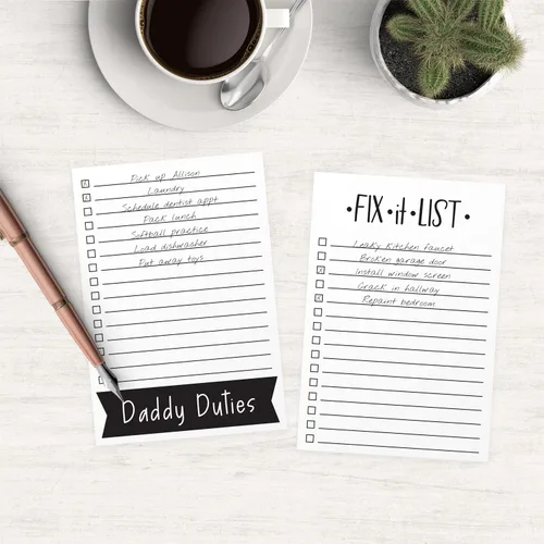 Vista 4 de Daddy Duties - Bloc de notas adhesivas / notas adhesivas masculinas reposicionables de 4 x 6 pulgadas para papá, 50 hojas por bloc, juego de 5