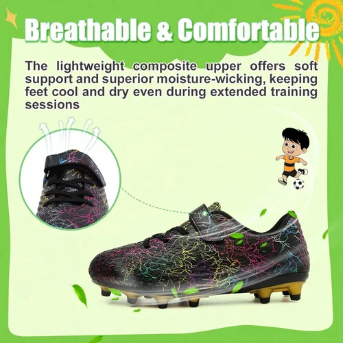 Vista 4 de CBUSTER Zapatos de fútbol para niños y niñas, zapatos de fútbol AGFG