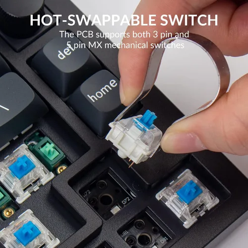 Vista 2 de Keychron Q2 - Versión de perilla de teclado mecánico con cable 65 diseño QMKVIA macro programable con interruptor Gateron G Pro azul intercambiable