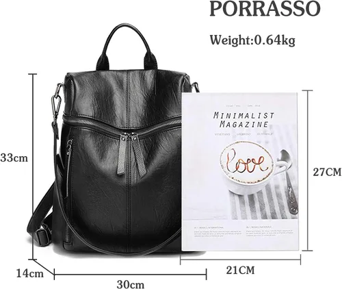 Vista 3 de Mochila de moda para mujer, bolsa de hombro impermeable, Negro -, Viajar