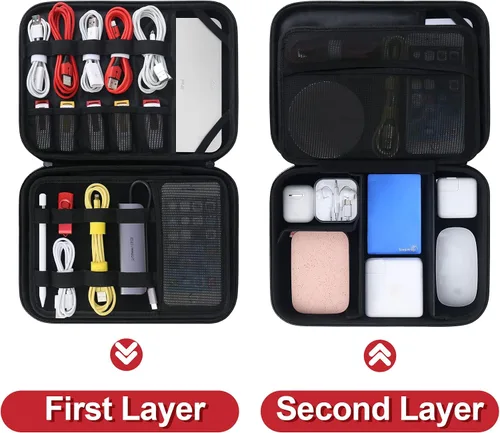 Vista 2 de BOVKE Organizador electrónico organizador de cables de viaje, estuche de accesorios electrónicos, organizador técnico portátil para tableta Apple
