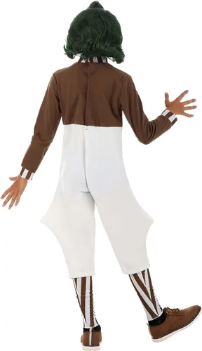 Vista 6 de Willy Wonka - Disfraz de Oompa Loompa para niños, uniforme de trabajador de fábrica de chocolate, traje para Halloween