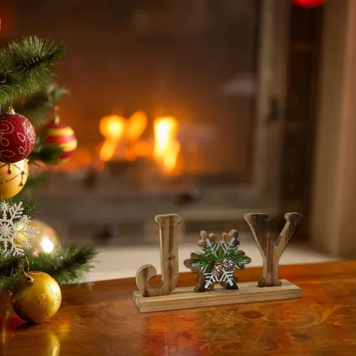Vista 7 de Letrero de madera con letras de mesa, decoraciones de Navidad, letreros de bloque de palabras de madera, decoración de centros de mesa de invierno