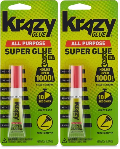 Vista 6 de Krazy Glue Gel de Superpegamento Multiusos con Punta de Precisión, Tubo de 2g, Fórmula de Gel de Secado Rápido Sin Goteo para Reparaciones