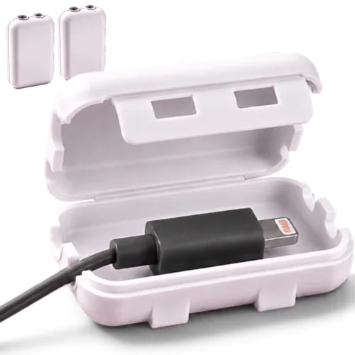 Vista 10 de Funda de cargador USB a prueba de bebés – Caja de punta de cable resistente a los niños para cables de carga USB estándar – (paquete de 3, negro)