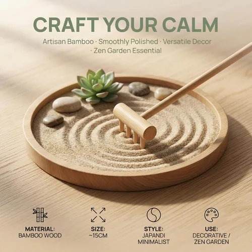 Vista 6 de YARNOW Juego de 20 mini rastrillos de jardín Zen, herramientas de arena de mesa de bambú para meditación de escritorio, pequeños accesorios