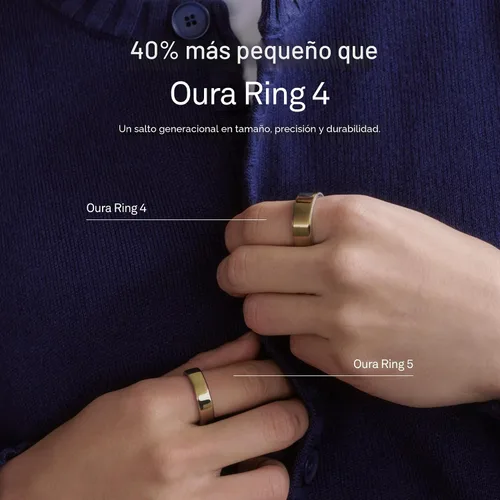 Vista 3 de Oura Ring 5 Smart Wearable - Plata - Talla 9 - Rastreador de actividad Plateado