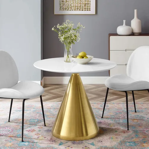 Vista 26 de Modway Tupelo - Mesa de comedor cuadrada de 28 pulgadas, color dorado y blanco