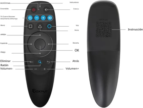 Vista 2 de BOXPUT BPR2S BT Control remoto de voz Air Mouse de repuesto con soporte de giroscopio de 6 ejes, aprendizaje IR TV, 4 teclas, aislamiento IR