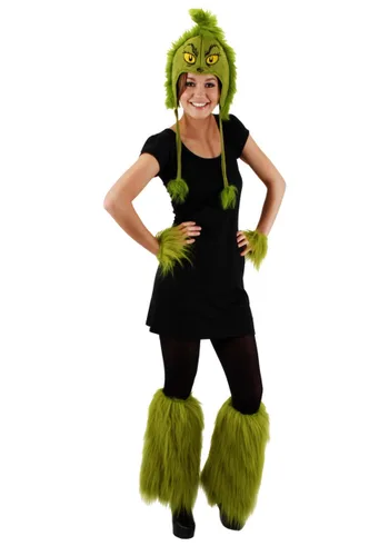 Vista 2 de Calentadores de Piernas Verdes y Peludos para Adultos Grinch Multicolor