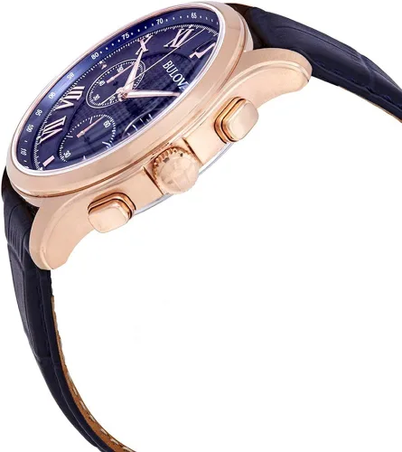 Vista 4 de Bulova Reloj cronógrafo de cuarzo para hombre con correa de cuero 97B170, Reloj de cuarzo, cronógrafo