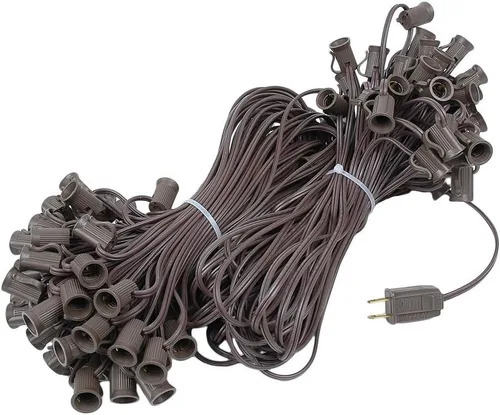 Vista 11 de Novelty Lights Cadena de luces de Navidad C7 de 100 pies para exteriores, tira de luces para patio, base de candelabro (C7/E12), espacio de 12 Blanco