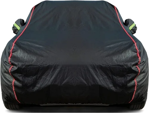 Vista 18 de Funda de Coche Transpirable de Nuevo Material, Funda Impermeable para Coche, Puertas con Candados y Cremalleras, Protección UV Impermeable