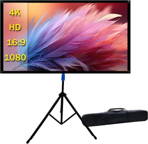 Vista 10 de Pantalla de proyector con soporte para exteriores de 60 pulgadas, 4K HD de 1.5, pantalla de película resistente a las arrugas, ángulo de visión