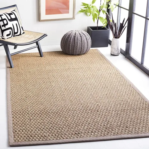 Vista 152 de SAFAVIEH Natural Fiber Collection NF114A - Alfombra de pasillo de hierba marina con patrón de tejido de cesta y borde, de 2 pies 6 pulgadas x 16