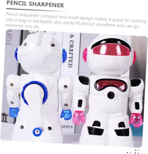 Vista 5 de MAGICLULU Sacapuntas robótico de 2 uds., sacapuntas de carbón, sacapuntas de manivela, sacapuntas de lápiz de metal para niños, robótica, productos