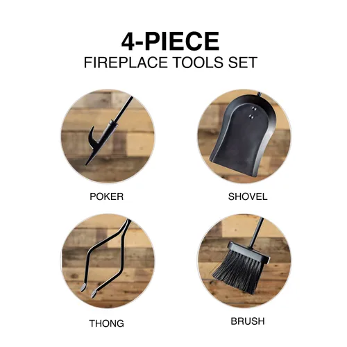 Vista 3 de 2WAYZ Juego de herramientas para chimenea – 5 piezas de asas clásicas sin perilla – Herramientas modernas para chimenea y accesorios para hogueras