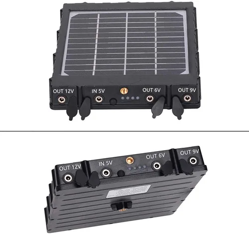 Vista 3 de Panel solar para cámara de sendero, WILDGAMEPLUS 14W 8000mAh 12V/1.2A 9V/1.6A 6V/2.4A IP66 Cargador recargable impermeable con cables para cámara