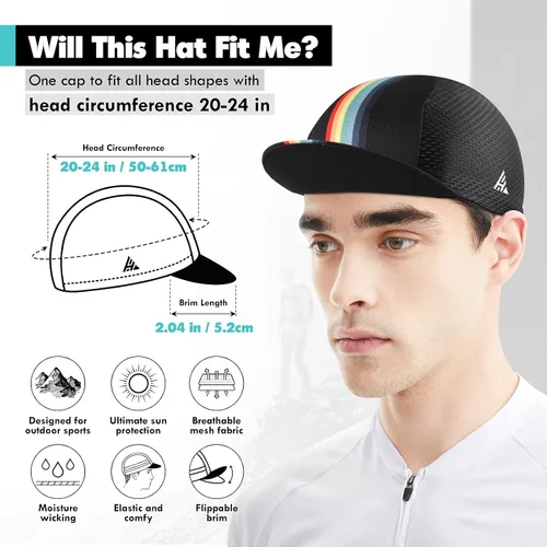 Vista 2 de Hikenture Cycling Cap for Men and Women,Bike Hat with Visor Summer Sun Hat