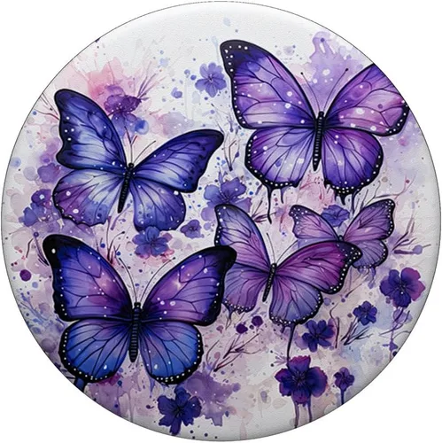 Vista 3 de mariposa estética púrpura mariposas naturaleza azul PopSockets estándar PopGrip
