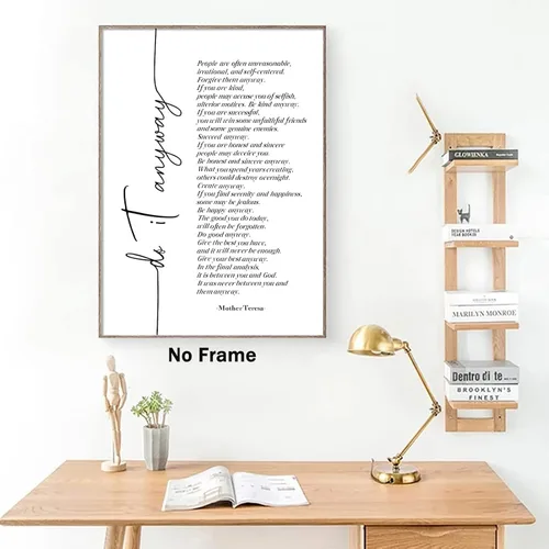 Vista 5 de Arte de pared con citas de Madre Teresa, póster con citas inspiradoras, arte de pared para la oficina en casa, decoración de pared, citas