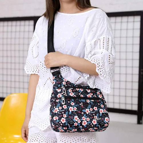 Vista 4 de Stuoye - Bolsa de nailon multibolsillos para mujer, cruzada, bolsa-monedero, para viajes