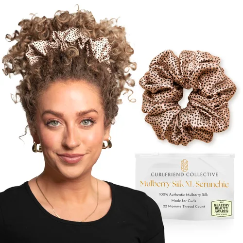 Vista 16 de Coleteros de seda para mujeres con moño – Coleteros de seda de morera extragrandes – Coleteros sin daños extra grandes para cabello rizado, grueso