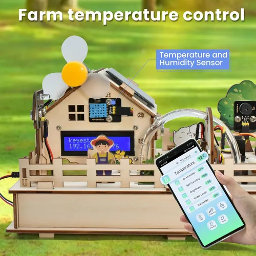 Vista 8 de KEYESTUDIO Kit de inicio inteligente de granja de control IoT para Arduino ESP32, kit de programación electrónica compatible con tutoriales en línea
