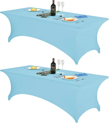 Vista 101 de FORLIFE - Funda de mesa de elastano, mantel ajustado de 4 pies para mesas rectangulares, funda elástica para patio, universal para bodas, banquetes