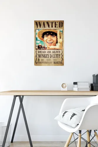 Vista 4 de Netflix One Piece - Póster de pared de Luffy Wanted, 22.4 pulgadas de largo x 14.7 pulgadas de ancho, versión premium sin marco