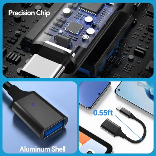 Vista 6 de OITYEUF Paquete de 2 adaptadores USB C a USB 3.0, tipo C macho a USB hembra, OTG, adaptador Thunderbolt a USB compatible con iPhone 16 15 Pro Max